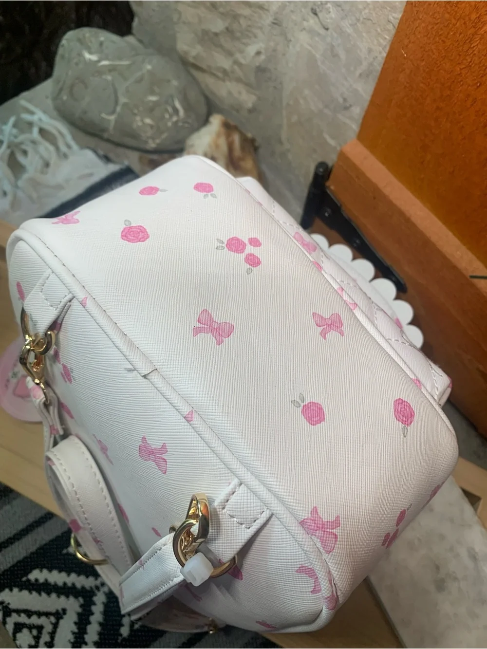 Under One Sky Girls Quilted Mini Convertible Floral Backpack Purse with Bow NWT